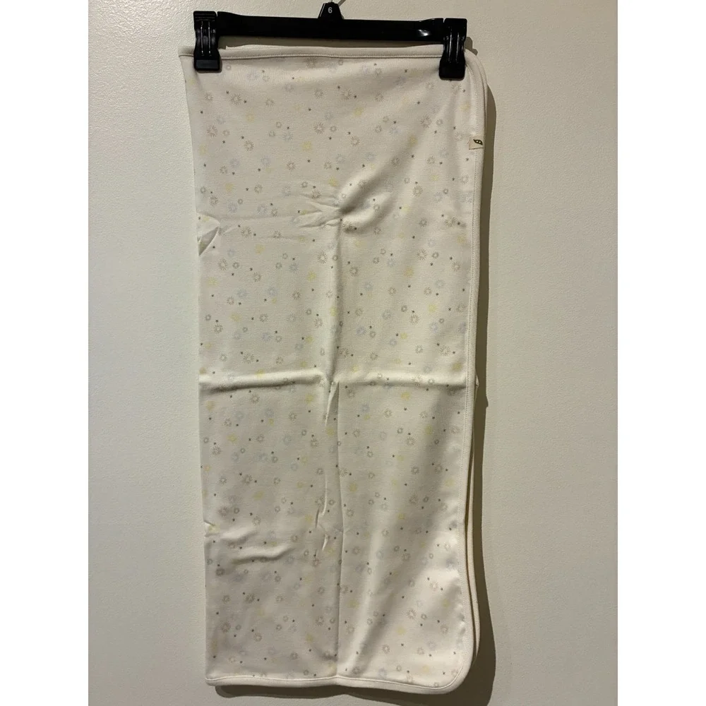 Easy‎ Peasy Organic Cotton Baby Blanket Floral Print Delicate Ivory